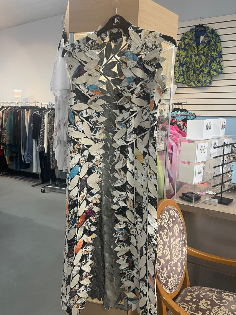 Belgin Francis Classic Leaf Design Leather Maxi Vest - White multi