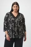 Joseph Ribkoff Abstract Crew Neck Pullover Style 253138