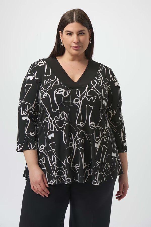 Joseph Ribkoff Abstract Crew Neck Pullover Style 253138