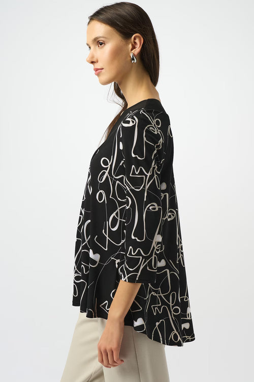 Joseph Ribkoff Abstract Crew Neck Pullover Style 253138