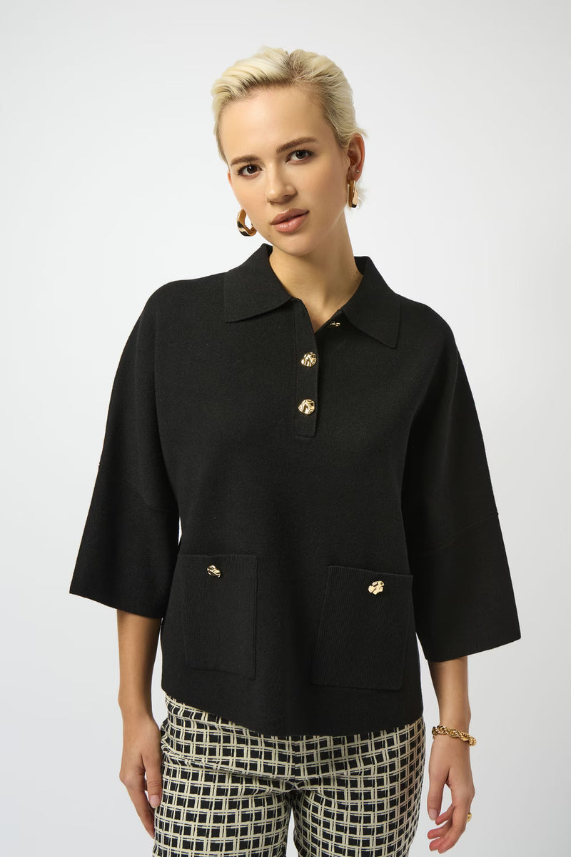 Joseph Ribkoff  Button Closure Relaxed Fit Top Style 253962
