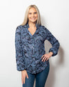 Snoskins Printed Crinkle Mesh V-Neck 89532-F24