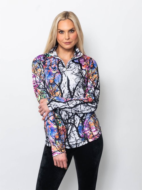 Snoskins Microfiber Prints Zip Neck top 30738-F25