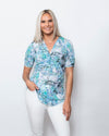 SnoSkins Printed Crinkle Mesh sweetheart Button Blouse 89593-24S