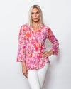 SnoSkins Printed Crinkle Mesh sweetheart Button Blouse 89593-24S