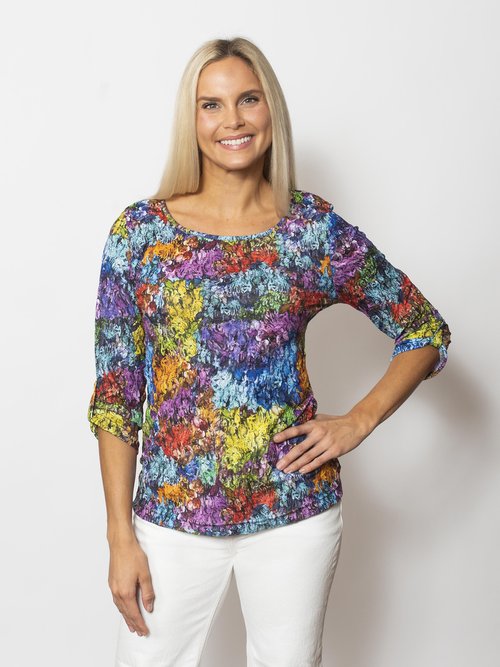 SnoSkins Printed Crinkle Sleeveless Cowl Top 89518-25S