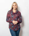 Snoskins Printed Crinkle Mesh Button Shirt 89379-F24