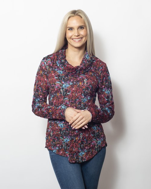 Snoskins Printed Crinkle Mesh Button Shirt 89379-F24