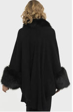 Ellyndale  ESH-193879 Faux fur kimono Cape with solid color