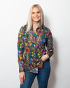 Snoskins Printed Crinkle Mesh Button Shirt 89379-F24