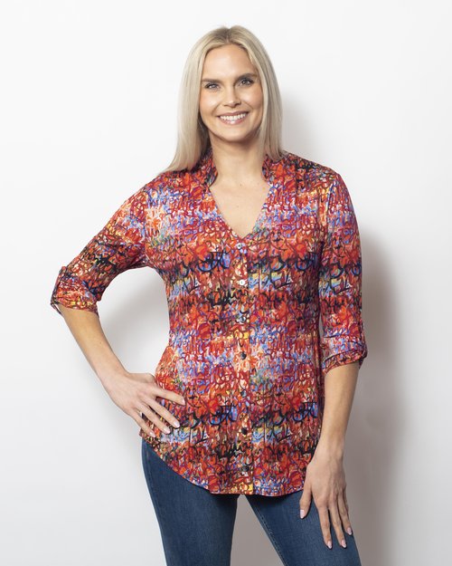 Snoskins Viscose Prints Henley Top 44568-24F