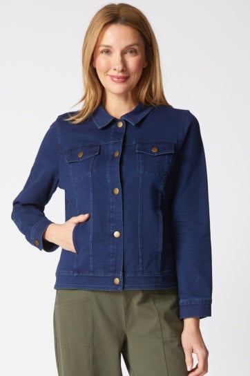 Habitat Stonewash Knit Jean Jacket 31520 F25 Dark Denim, Black
