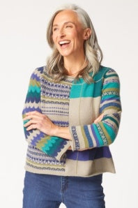 HABITAT WINTER WHIMSY MIXED PATTERN PULLOVER F25H 81009