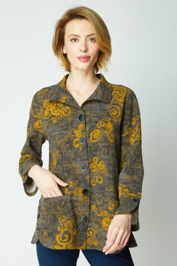 Habitat Crinkle Crepe Woodblock Tulip Swing Jacket 21415 F25