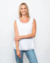 Snoskins Seersucker Collection V-Neck, body skimming with Button Detail at hip, ¾ Slvs, Matching Thread 77585-26