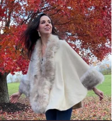 Ellyndale Fur Collar Shawl Warm Cardigan solid color ESH-193879