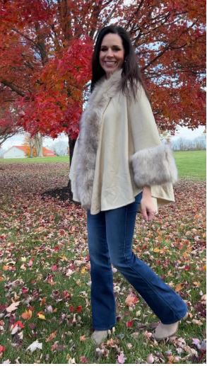 Ellyndale Fur Collar Shawl Warm Cardigan solid color ESH-193879