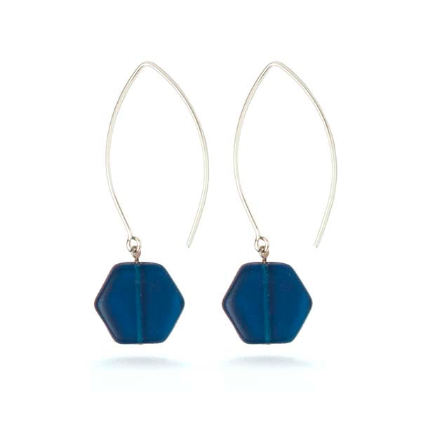 Museum Collection: Blue Glass Hexagon Earrings 1051E