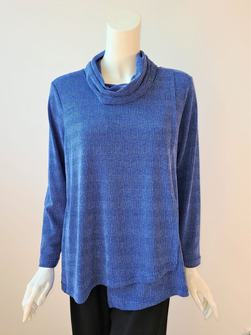 Christopher Calvin Dobby Knit Cowl Top Blue 1648