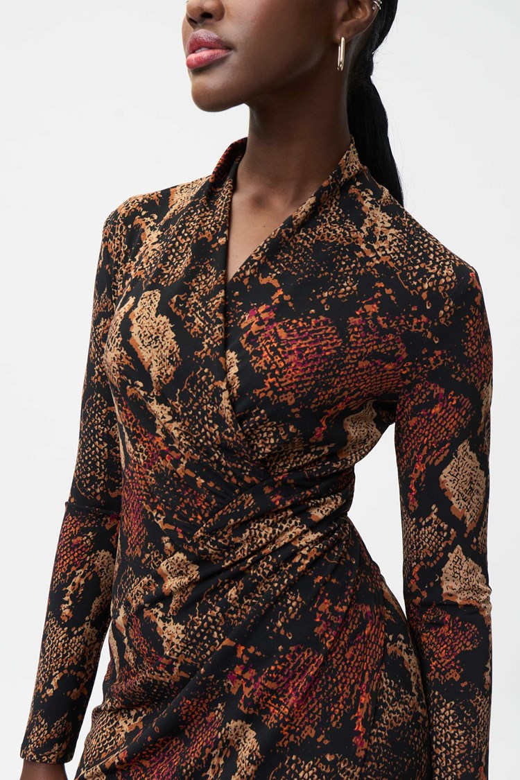 Joseph Ribkoff Snake Print Silky Knit Wrap Dress Style 224079