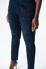 Joseph Ribkoff Cropped Jeans With Rhinestone Embellished Patches Style 224906