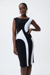 Joseph Ribkoff Solid Fused Colour-Block Sheath Dress Style 231111