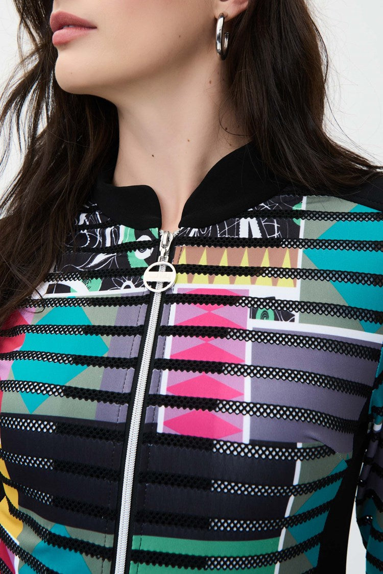 Joseph Ribkoff Shadow Stripe Printed Knit Jacket Style 231180