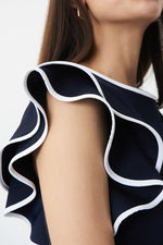 Joseph Ribkoff Ruffled Sleeve Sheath Dress Style 232067 Midnight Blue