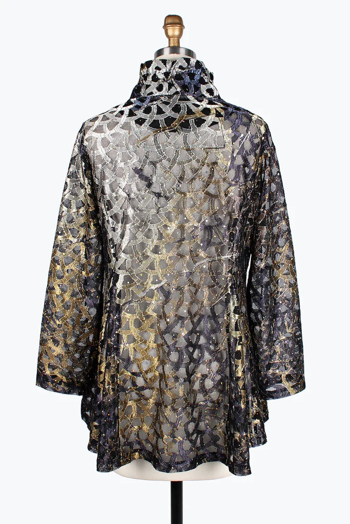 Damee Holographic Scale Mesh Long Jacket 300-Gold