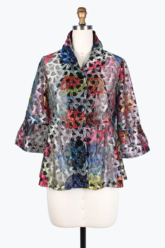 Damee Holographic Scale Mesh Short Jacket 400-MLT