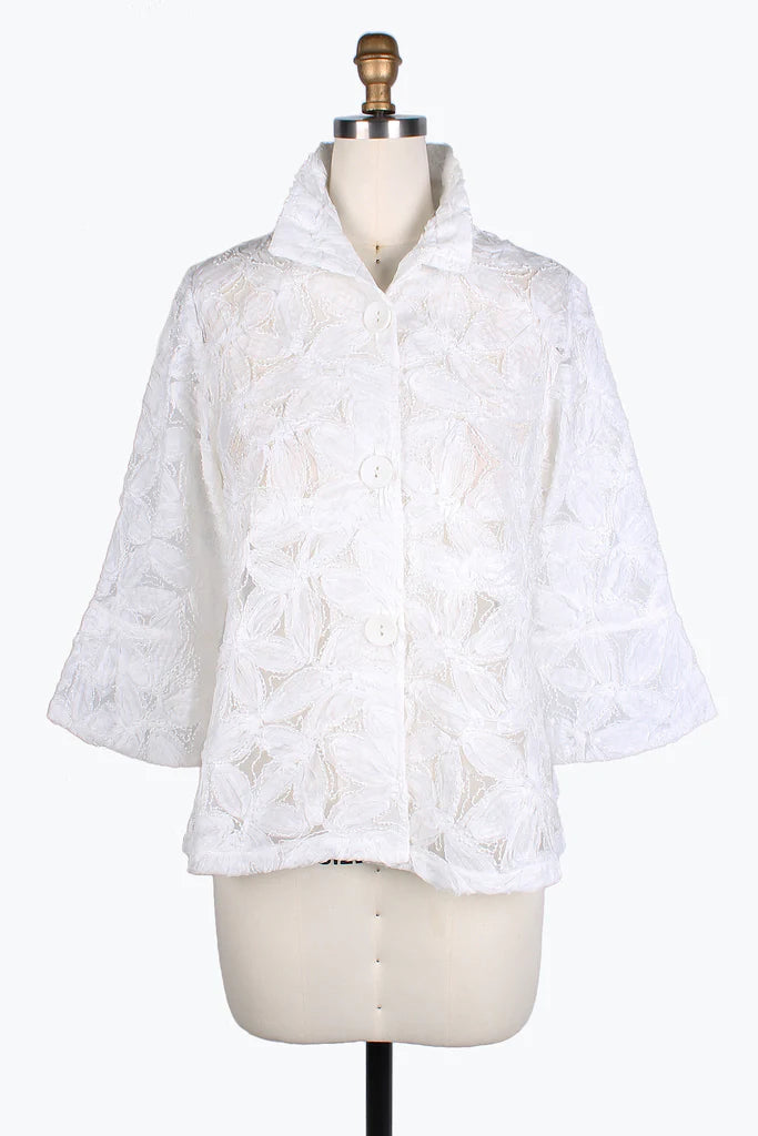 Damee Beaded Flower jacket style 2381 Wht