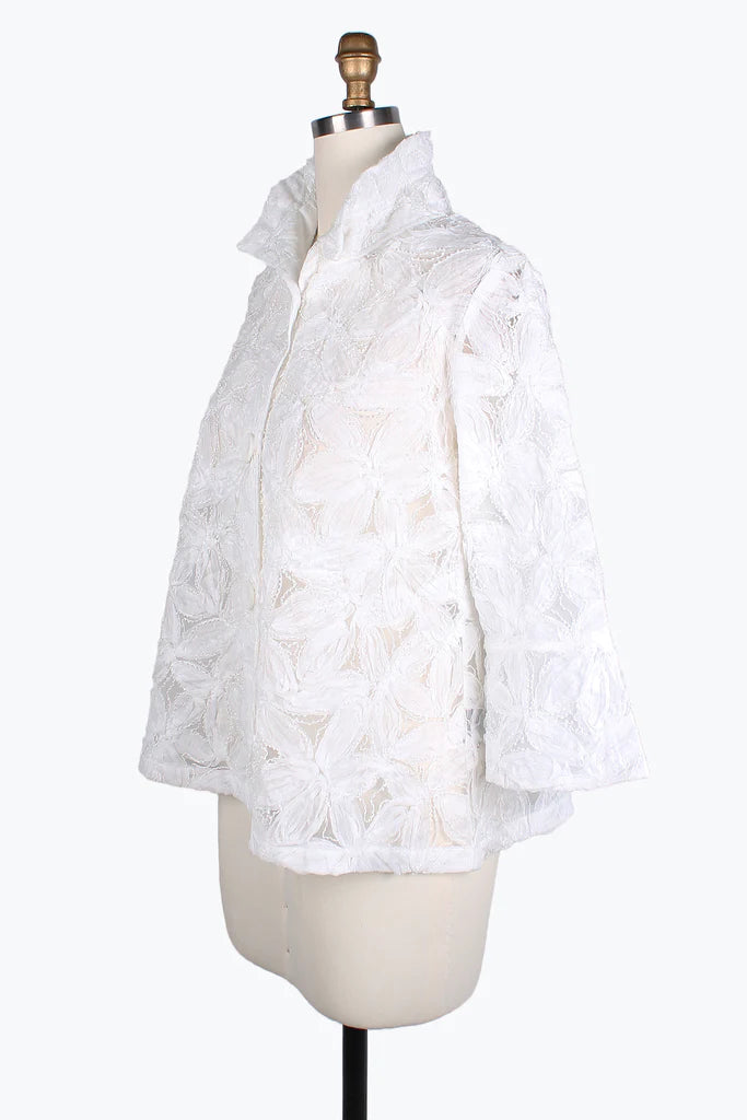 Damee Beaded Flower jacket style 2381 Wht