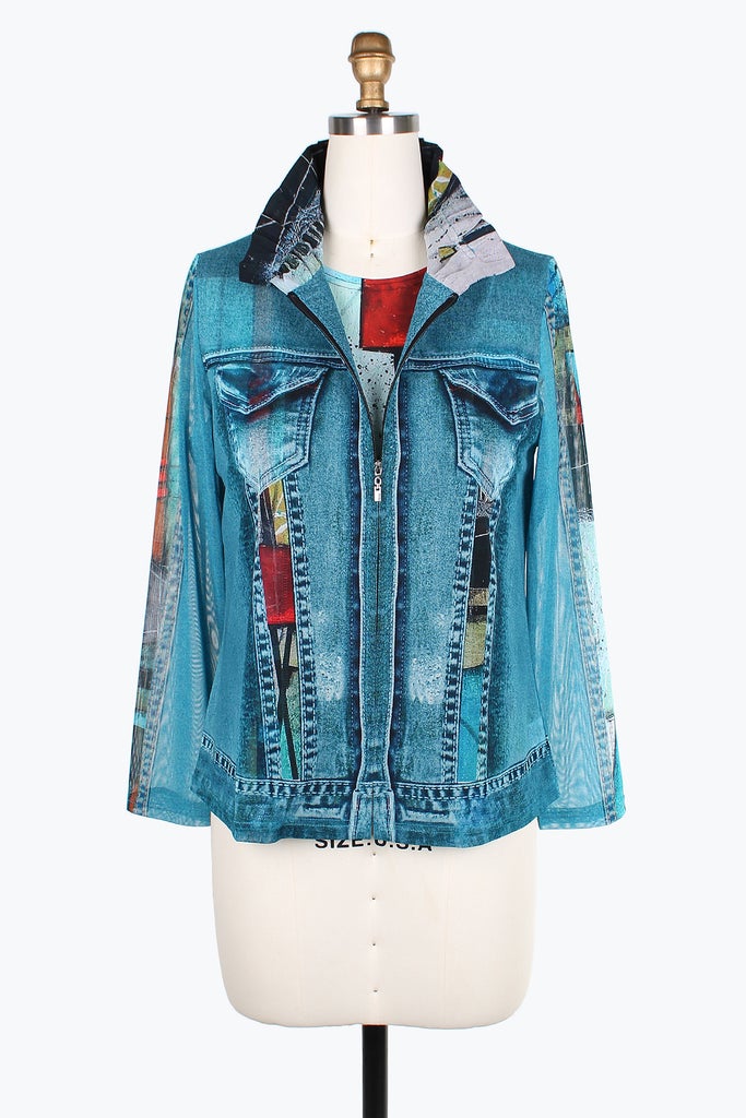 Damee Jacket ABSTRACT PAINTING DENIM MESH TWIN SET 31407-DNM