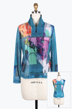 Damee twin set jacket collage art denim mesh style 31417-DNM