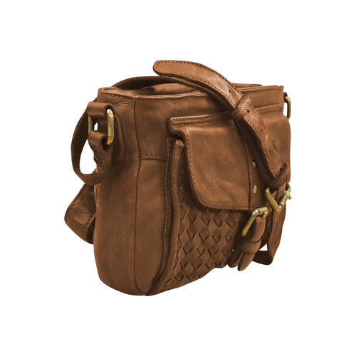 ILI New York Washed Woven Flap Shoulder Bag Style 4522
