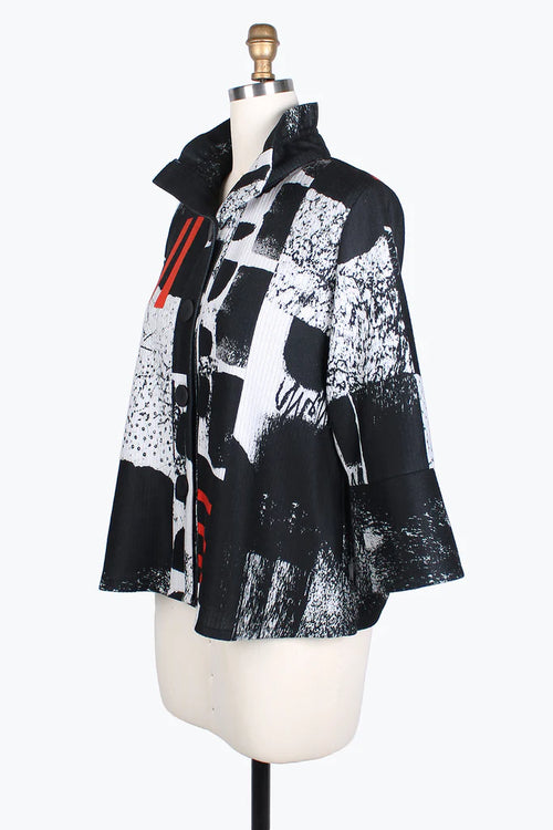 Damee Abstract Collage Ribbed Jacket 4772-BLK