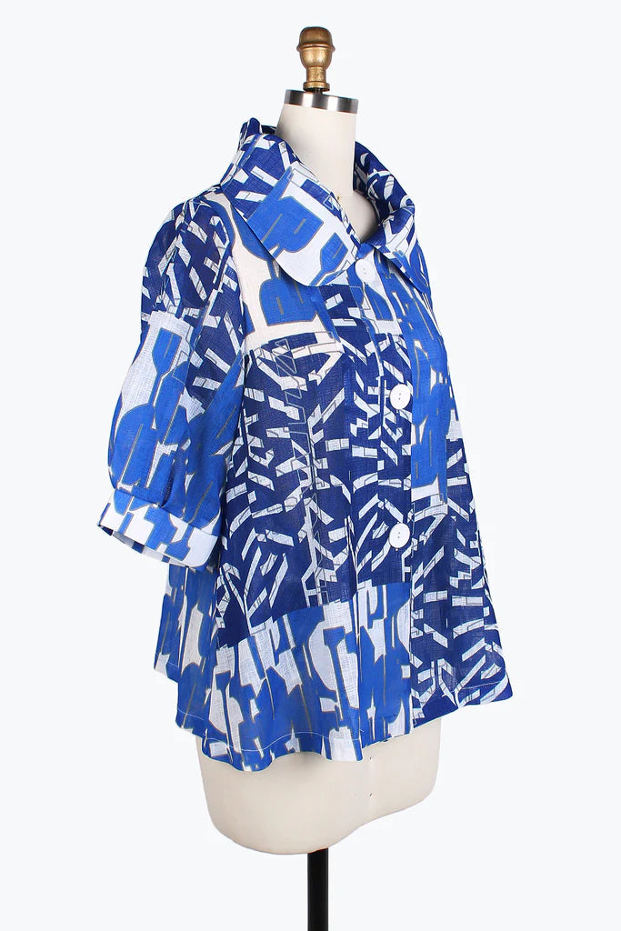 Damee Abstract pattern mid-swing jacket 4808-Blu