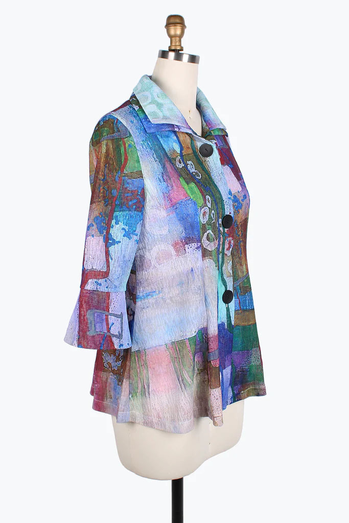 Damee Watercolor art double collar jacket 4810-Purple