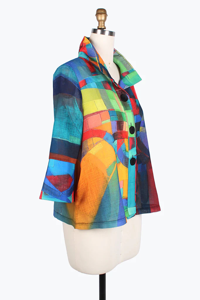 Damee abstract painting short jacket 4813-Mlt