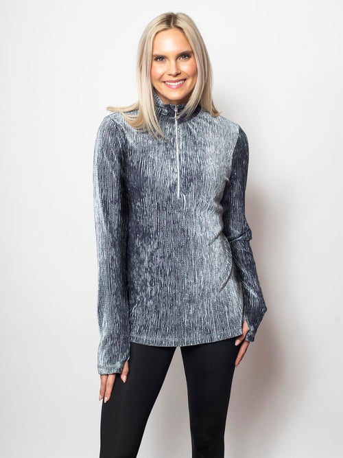 SnoSkins Ribbed Crushed Velvet Zip Neck Style 56483-23F