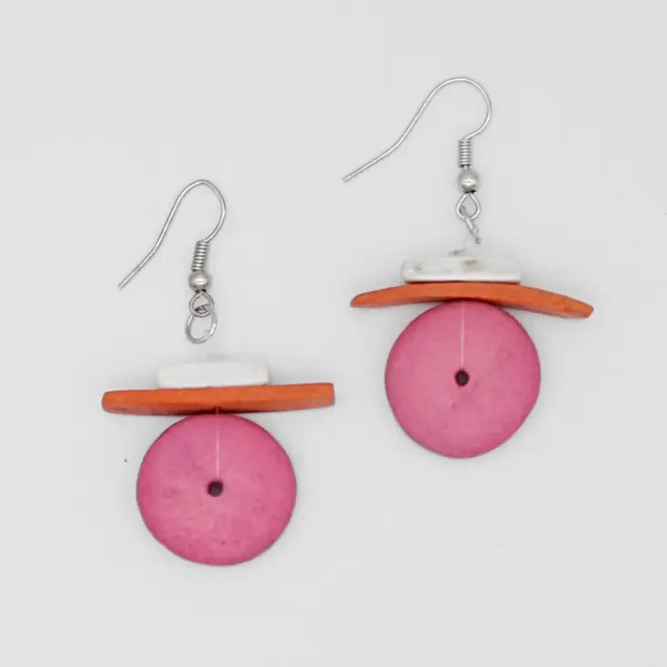 Sylca Orange and Pink Elaine Earrings BP23E01 Pink