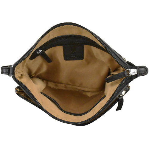 ILI New York Double Zip Haircalf Crossbody Bag Style 6028H