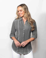 SnoSkins Seersucker Knit Button Shirt with shirt tail Contrast 5 thread 66570-23S
