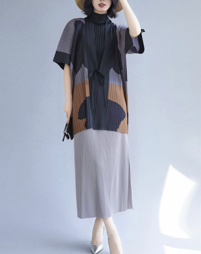 Vanite Couture pleated Cover Up 82000 Dark Grey