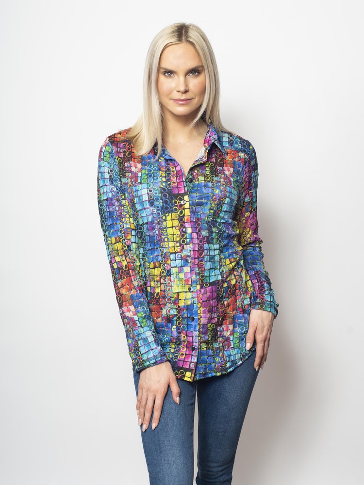 SnoSkins Crinkle Button Shirt with Collar top 89379-23F