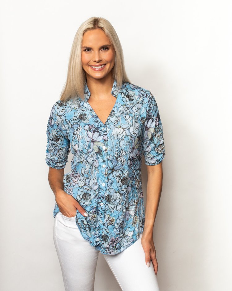 SnoSkins Printed Crinkle Button Shirt Style 89517-23S – IBHANA