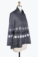 Damee Knit Sweater Print Turtleneck Tunic 9206-GRY