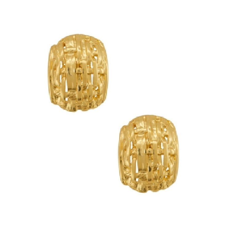 Karine Sultan basket weave dome gold plated clip earring - E63252.10