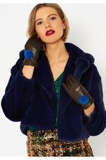 Lambs Leather Gloves Faux Fur Pom Pom Product Code: GLVMF10A
