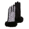 Black & White Animal Print Fur-Trimmed Texting Gloves
